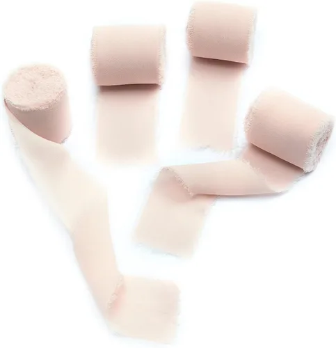Vista 22 de 4 rollos de cinta de seda hecha a mano con flecos de 1.5 pulgadas x 5 yardas (4 rollos de 20 yardas) para invitaciones de boda, ramos de novia