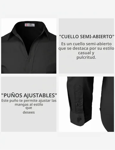 Vista 5 de H2H Camisas de vestir ajustadas para hombre, elásticas, de manga larga, básicas, formales, lisas, informales, para negocios, camisas con botones