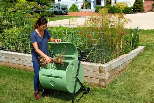 Vista 5 de Mantis – Compostador rotatorio ct08002 – Engineered para hacer compost rápido – Holds 37 galones – Funda para rollos directa al jardín