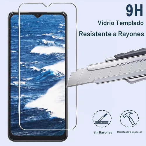 Vista 3 de [Paquete de 3+3] Protector de pantalla para Galaxy A13 con protector de lente de cámara, película de vidrio templado HD, dureza 9H, antiarañazos
