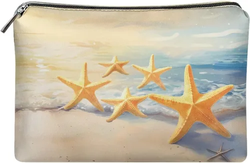 Vista 18 de Flashideas Bolsa de maquillaje portátil de cuero impermeable bolsa de cosméticos embrague maquillaje cepillo bolsa, Estampado De Mármol Azul 1