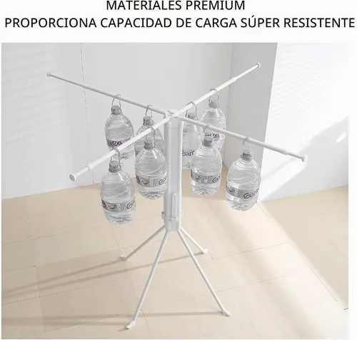 Vista 6 de RFOUO Tendedero de Ropa Trípode de Aluminio - 4 Varillas 16 Clips, Tendedero Plegable Portátil, Ahorro de Espacio, Tendedero de Ropa para Lavandería