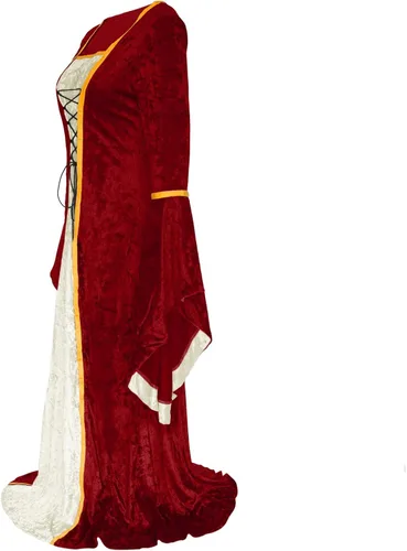 Vista 4 de Effeltch - Disfraz retro de Halloween para mujer, vestido largo con cordones, estilo medieval, renacentista e irlandés