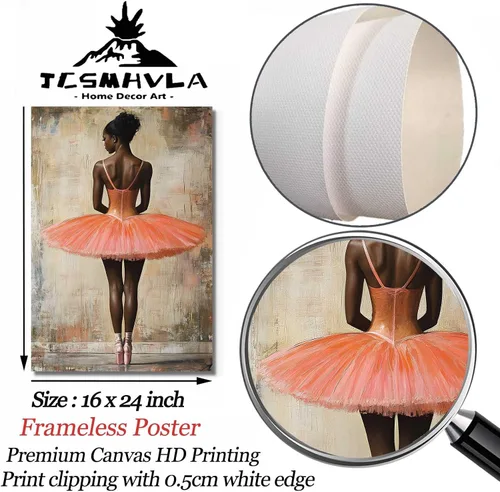 Vista 3 de Arte de pared afroamericano, pintura de mujeres negras, póster de bailarina africana para habitación de niña, imágenes abstractas de danza