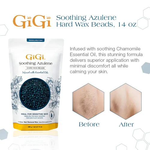 Vista 3 de GiGi - Perlas de cera dura para depilación Infused with Essential Oils, Soothing Formula for Gentle Facial & Delicate Area Waxing Stripless
