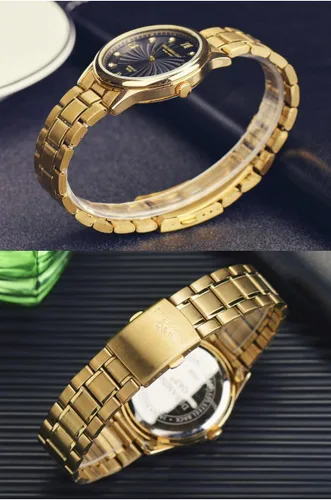 Vista 4 de Reloj pulsera IP chapado en oro, dial numérico romana de acero con estrás para hombre 003