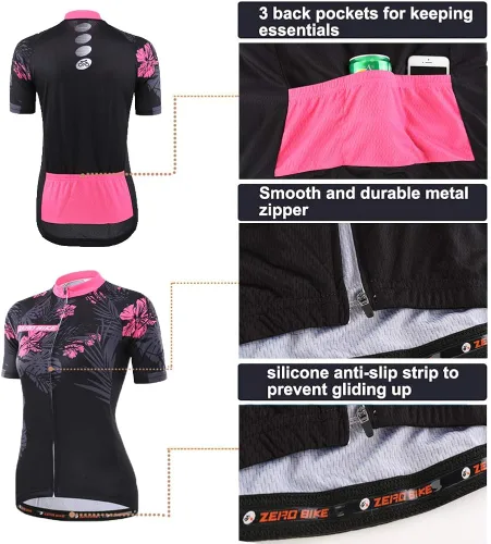 Vista 4 de Zerobike - Jersey de ciclismo para mujer, de manga corta, secado rápido, transpirable, para montaña.
