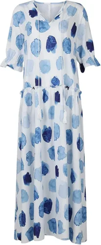 Vista 3 de QFVZHY Women's Summer Dresses 2023 V-Neck Tassel Wooden Sleeve Short Printed Bohemian Long Dress Dresses, S-3XL