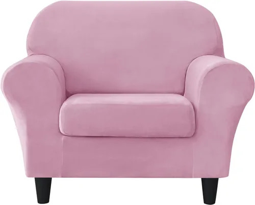 Vista 12 de CONRUSER Funda elástica para sofá, funda de terciopelo suave para sofá de un solo asiento con funda de cojín, protector de muebles (beige, talla S)