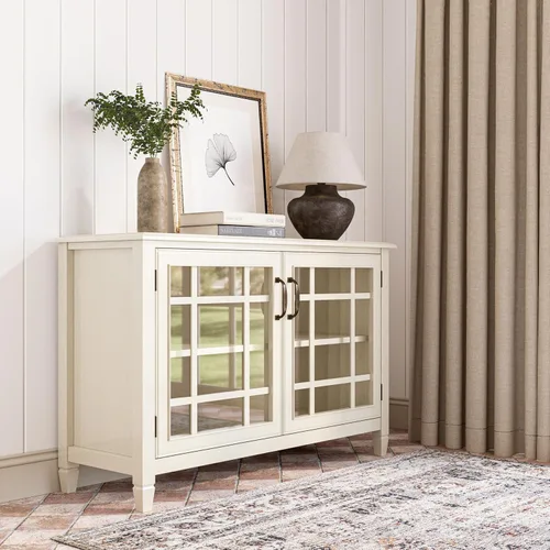 Vista 2 de SIMPLIHOME Connaught - Armario de madera maciza de 60 pulgadas de ancho, color negro