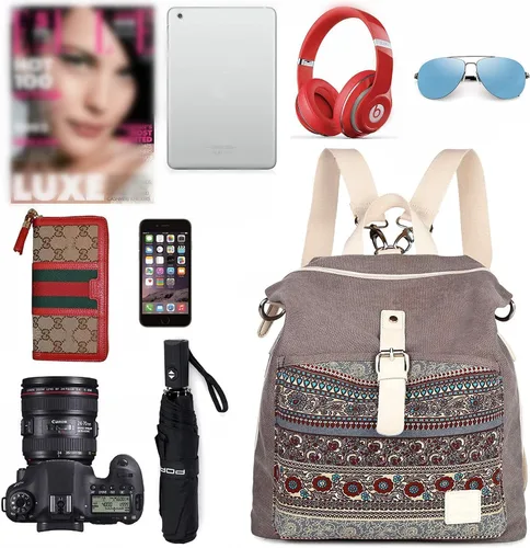 Vista 8 de Mochila casual y moderna para mujeres, ligera, con correas para los hombros, ideal como bolsa de viaje o mochila para el uso diario