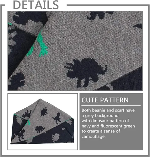 Vista 5 de Conjunto de bufanda de gorro de bebé de punto para invierno, cálido para niños y niñas, forro polar con pompón