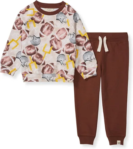 Vista 22 de Burt's Bees Baby Boys Organic Cotton Sweatshirt & Jogger Set, Outfit Bundle Fútbol de lavado ácido