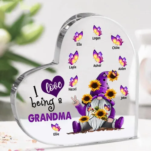 Vista 6 de Placa acrílica personalizada con forma de corazón para nietos en tu corazón, regalo para abuela, abuela, mamá, cumpleaños, día de la madre, Navidad