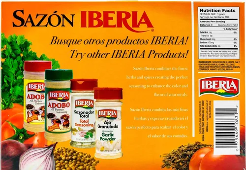Vista 2 de Sazon Iberia - Paquete jumbo con cilantro y achiote de 6.34 onzas, 36 paquetes