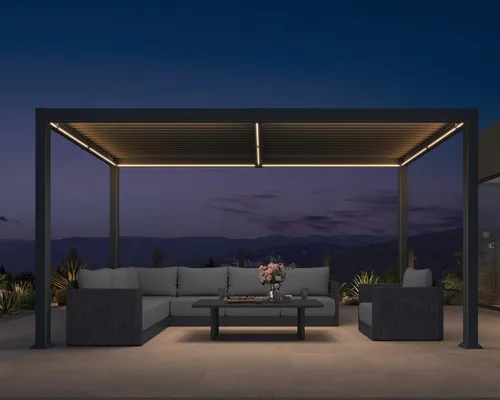 Vista 20 de PURPLE LEAF 92KS - Pérgola con listones de 8 x 10 pies con tira de luces LED, color gris