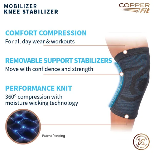 Vista 4 de Rodillera Mobilizadora de Rodilla Copper Fit – ProSeries con Estabilizadores Laterales Removibles para Recuperación Avanzada – Movilidad, Dolor