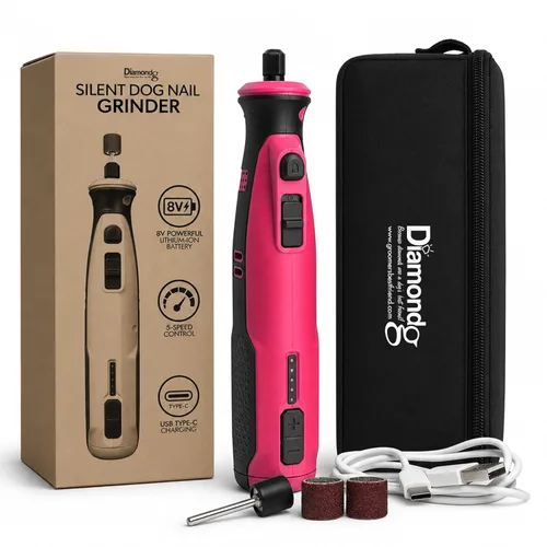 Vista 10 de Diamondg Molinillo de uñas inalámbrico para perros con sonido silencioso y punta LED para perros grandes y pequeños, 4 horas de funcionamiento 003