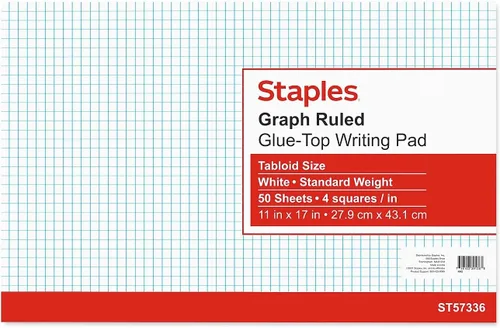 Vista 4 de Staples 814566 Graph Pad 11-Inch X 17-Inch Graph White 50 Sheets/Pad (18586)