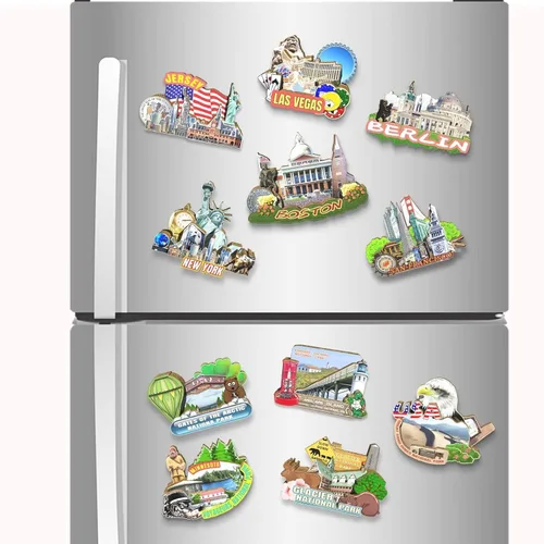 Vista 4 de Imán de Boston de los E.E.U.U. Imán del refrigerador de madera 3D hitos de viaje coleccionables, decoración hecha a mano