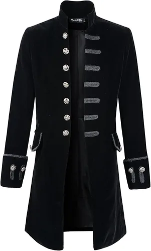 Vista 7 de Chamarra de hábito de estilo victoriano, steampunk y gótico de terciopelo para hombre