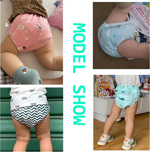 Vista 4 de Ropa interior unisex de algodón para niños y niñas, para entrenamiento de orina, impermeables, reutilizables, paquete de 6