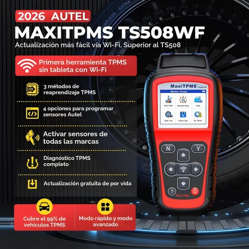 Vista 2 de Herramienta de programación Autel TPMS MaxiTPMS TS508WF, TPMS Relearn/Activar/Escanear 2026 Wifi Ver. of TS508/TS408/TS501 PRO, Program Autel