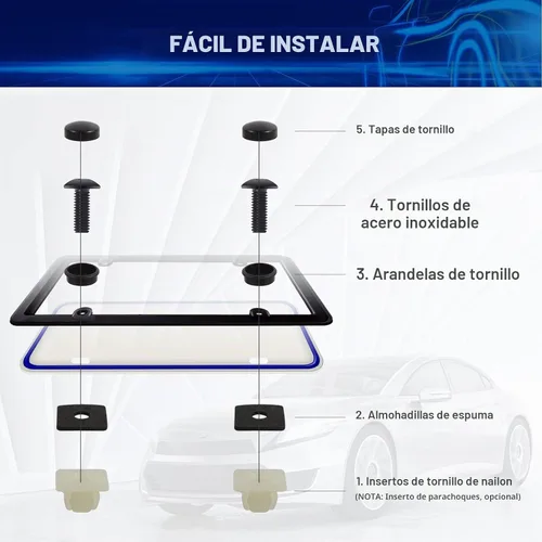 Vista 5 de 8 juegos de tornillos negros para matrícula, pernos de matrícula de acero inoxidable a prueba de óxido, kit de tornillos premium para marcos