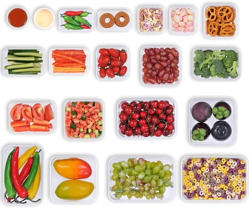 Vista 9 de 40 recipientes reutilizables de almacenamiento de alimentos con tapas herméticas, 100% de plástico a prueba de fugas, organizador de cocina de grado
