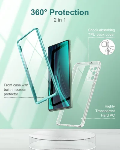 Vista 3 de SURITCH Funda transparente para Samsung Galaxy Note 20 (solamente) de 6.7 pulgadas, [protector de pantalla integrado], protección de cuerpo Verde