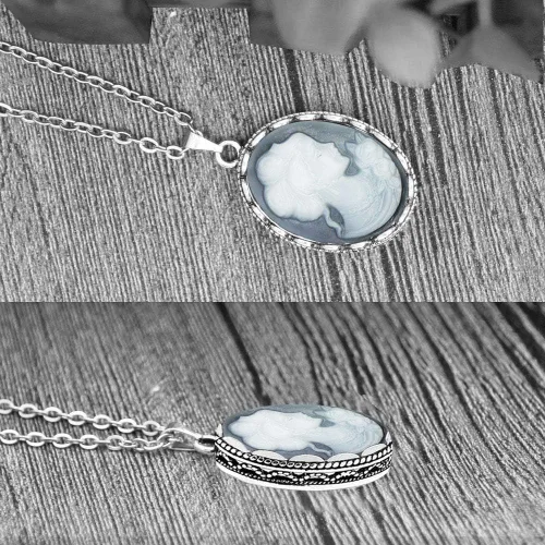 Vista 2 de Anstory Conjuntos de joyas de cameo de estilo vintage, collar de cameo, aretes, anillo y pulsera de moda, Resina