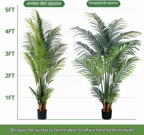 Vista 4 de Yepdin Planta artificial de palma tropical – Árbol artificial de 5 pies con maceta de plástico para oficina y decoración del hogar, plantas altas