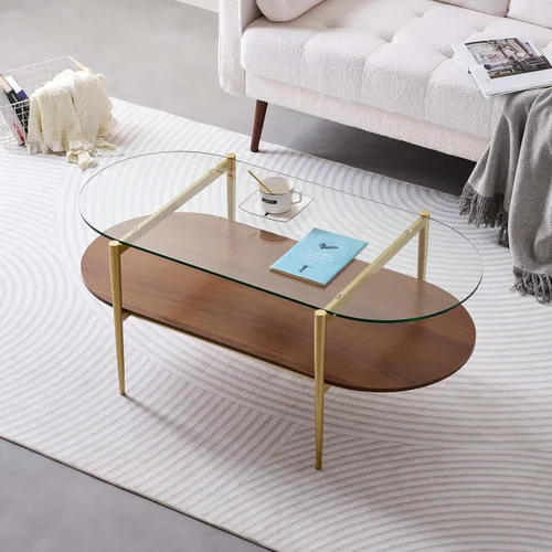 Vista 39 de LumFurn Mesa auxiliar redonda de cristal, mesa de sofá de diseño moderno de mediados de siglo para sala de estar, 18 pulgadas de diámetro x 23