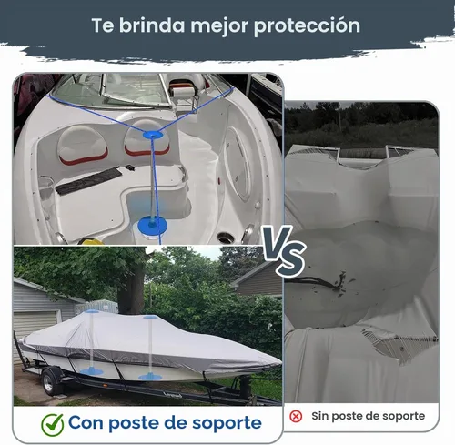 Vista 7 de Paquete de 2 postes de soporte de acero para cubierta de barco con sistema ajustable a 17", 30", 42" o 55" Azul
