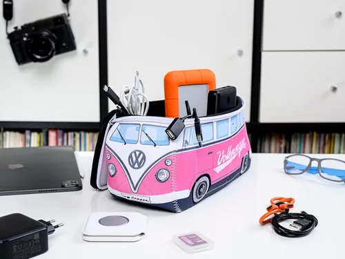 Vista 6 de BRISA VW Collection – Volkswagen Bolsa universal de neopreno para maquillaje, cosméticos, artículos de tocador para farmacia de viaje, en diseño