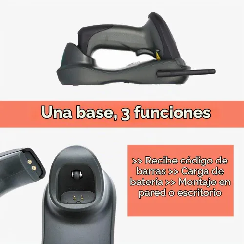 Vista 6 de NADAMOO Escáner de código de barras inalámbrico con base de carga USB 328 pies de transmisión de largo portátil 1D lector de código de barras láser