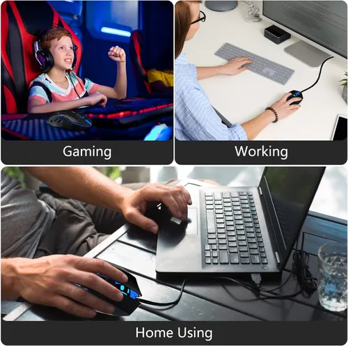Vista 7 de FUWANG Ratón para juegos con cable, mouse USB para computadora con retroiluminación RGB, sensor óptico de 7200 DPI, mouse ergonómico para gamer