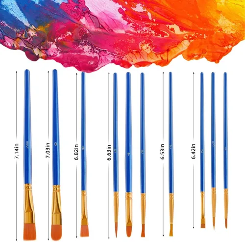 Vista 4 de Juego de 20 pinceles de pintura para aceite acrílico, acuarela, planos y redondos, para pintura lavable, pintura artística, pinceles pequeños a