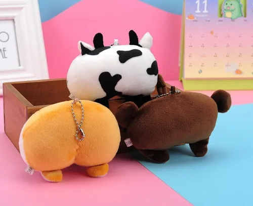 Vista 3 de HSYHERE Llavero de peluche Kawaii con diseño de perro y gato de peluche súper divertido, llavero de regalo, bolsa colgante, llavero de coche