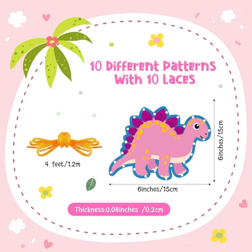 Vista 2 de Pajean Juego de 10 tarjetas con cordones para niños, tarjetas de costura de animales de doble cara, 10 estilos, manualidades de juguete para niños a