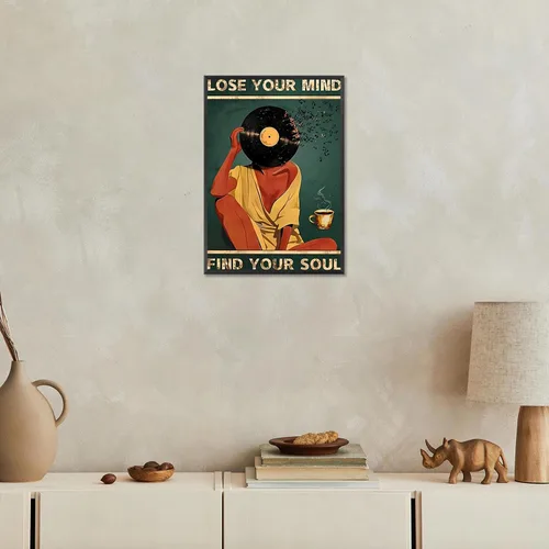 Vista 3 de Póster vintage con texto en inglés «Lose Your Mind Find Your Soul» («Lose Your Mind Find Your Soul») con cita inspiradora, arte de pared, arte