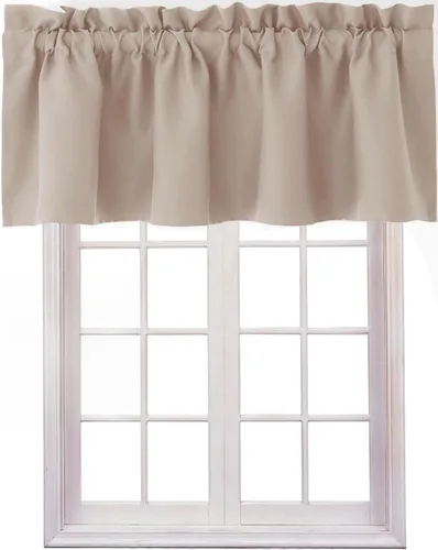 Vista 35 de Hiasan Cortinas opacas con cenefa para oscurecimiento sólido de habitación, cenefas con bolsillo para barra, para ventanas, 42 x 12 pulgadas