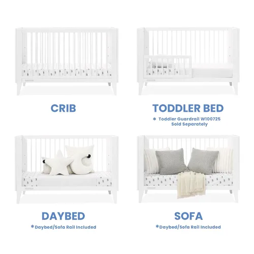 Vista 4 de Delta Children Ollie - Cuna convertible 4 en 1, certificada Greenguard Gold, color blanco Bianca