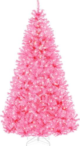 Vista 87 de Best Choice Products Árbol de Navidad azul bebé preiluminado de 6 pies, decoración navideña artificial completa con 947 puntas de rama, 250 luces