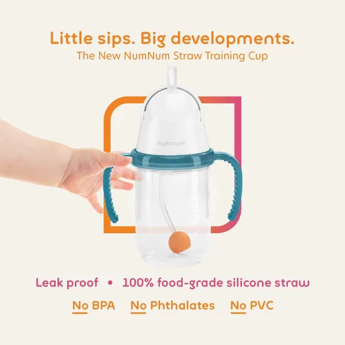 Vista 2 de Taza de Pajita NumNum para Bebé, Taza de Pajita con Peso, Tazas Sippy a Prueba de Derrames con Pajita para 6-12 Meses, Tazas para Beber para Niños