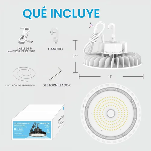 Vista 7 de HYPERLITE UFO LED High Bay Lights: 100W 5000K, Low Bay LED Lights UL Listed