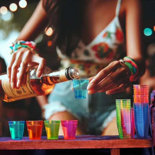 Vista 2 de Party Essentials Hard Plastic 2-Ounce Shot/Shooter Glasses, 40-Count, Assorted Neon