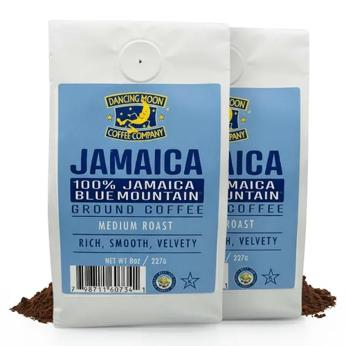 Vista 10 de Dancing Moon - Café molido 100% puro Jamaica Blue Mountain®, tostado medio de 8 onzas Origen único, suave, suave, certificado JACRA, bajo