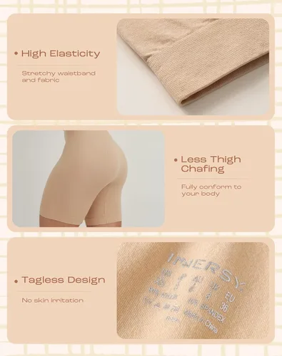 Vista 4 de INNERSY Pantalones cortos de verano de cintura alta para mujer, paquete de 3