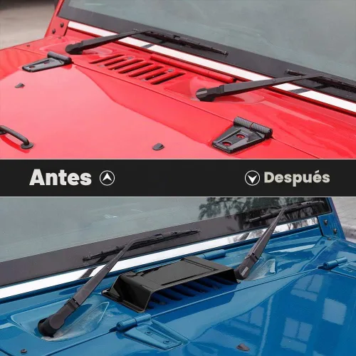 Vista 2 de JeCar Cubierta para ventilación del capó para Jeep Wrangler TJ JK Unlimited de 1997-2017 (Negro)